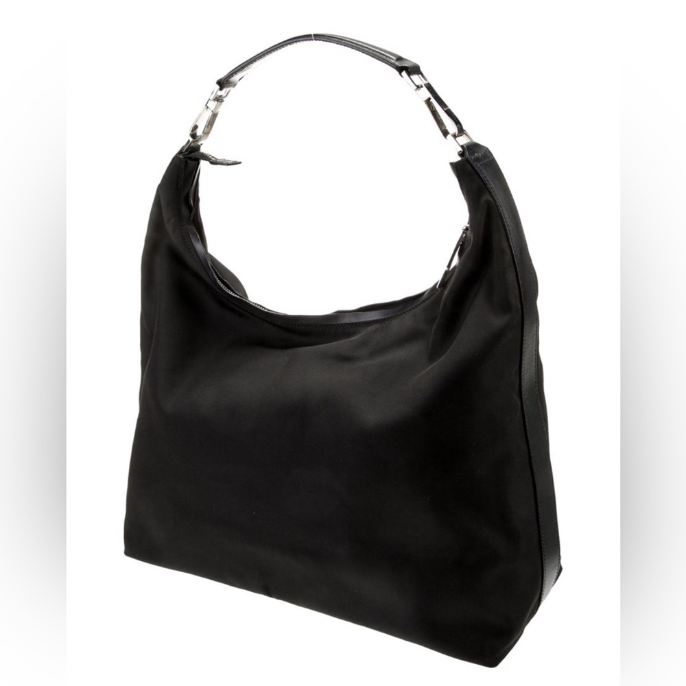 GUCCI Black Nylon Hobo Shoulder Bag